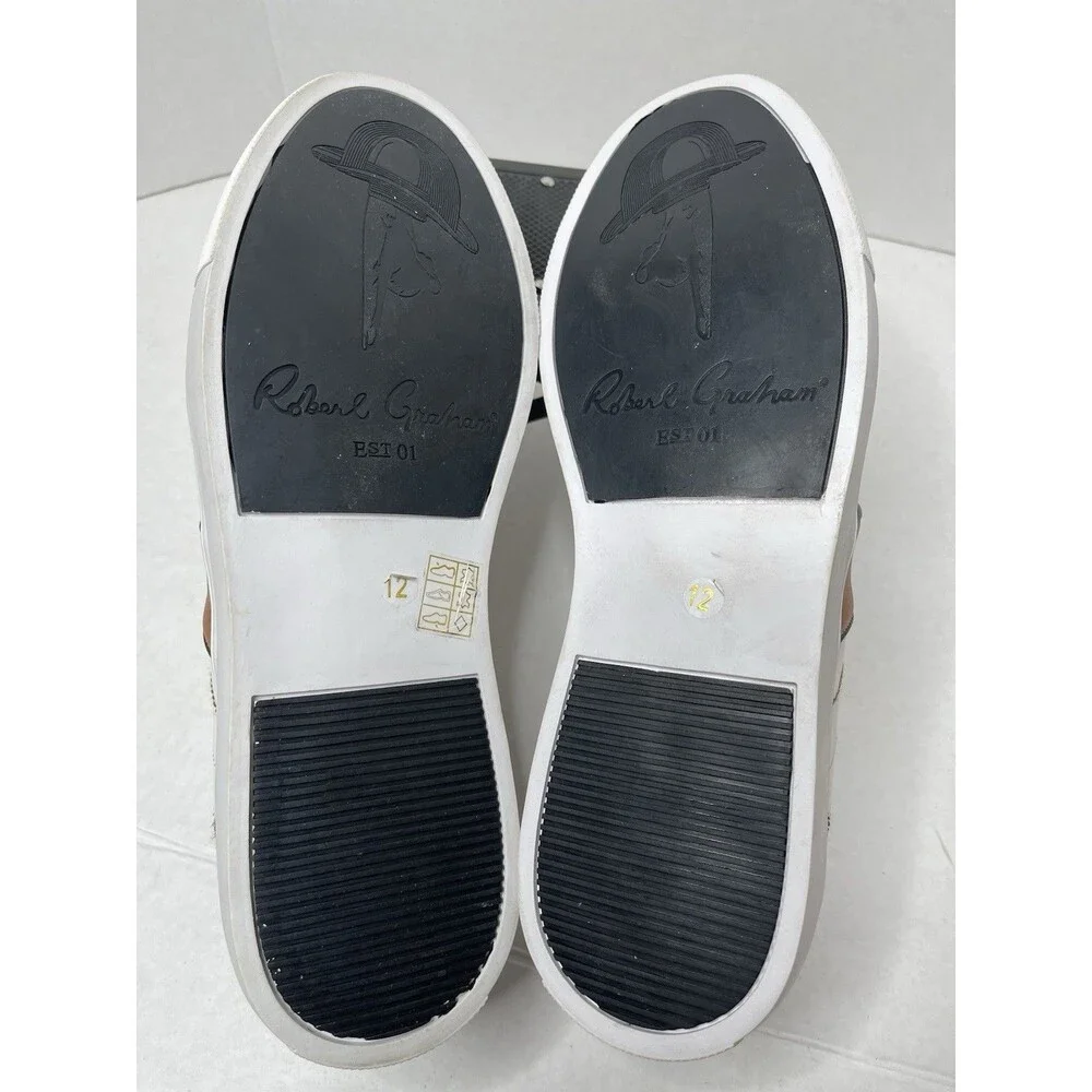 Robert Graham Mens Attwood White Brown Lace-Up Sneaker Shoes Size 12